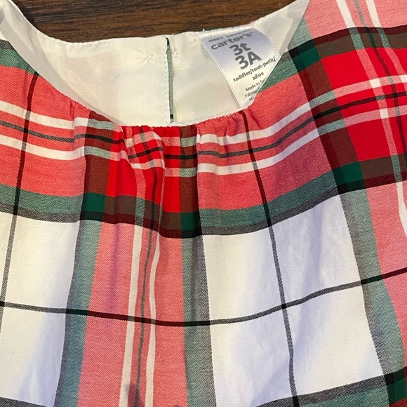 NWOT Carter’s Red, Green, & White Plaid Cap Sleeve Fit & Flare Dress, Size 3T - Picture 4 of 4
